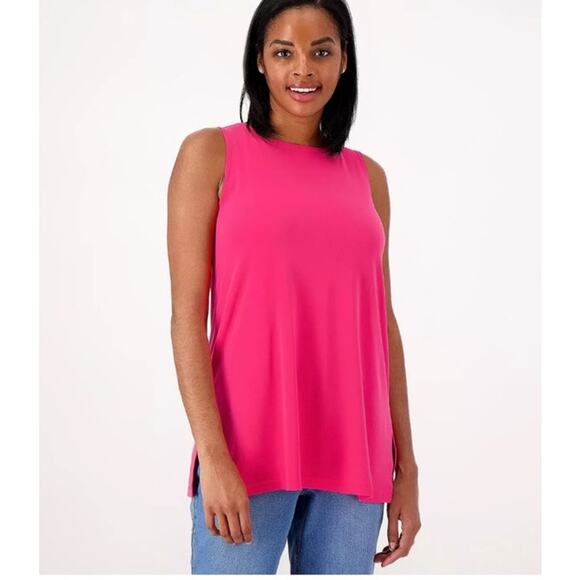 Susan Graver Modern Essentials Bright Print Stretchy Lightweight Tank Top Size L - Picture 1 of 6